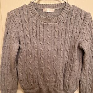 J. Crew Gray Cable Knit Crew Neck Sweater
